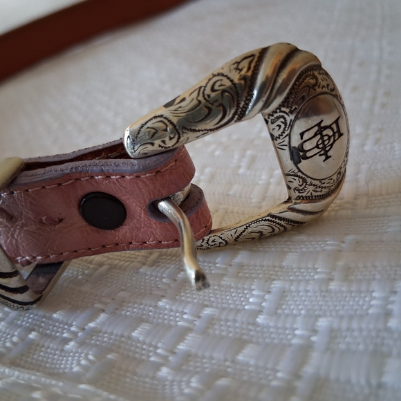 Lucchese Pink Leather Belt with Gold Buckle main image 10